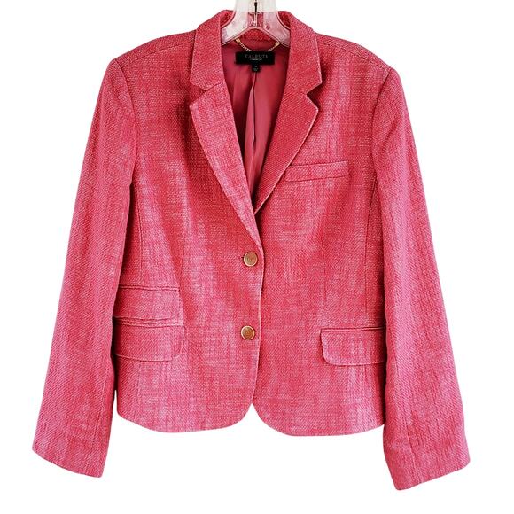 Talbots Pink Tweed Linen Blend Blazer Plus 14 Legally Blond Office Siren Preppy - Picture 1 of 7